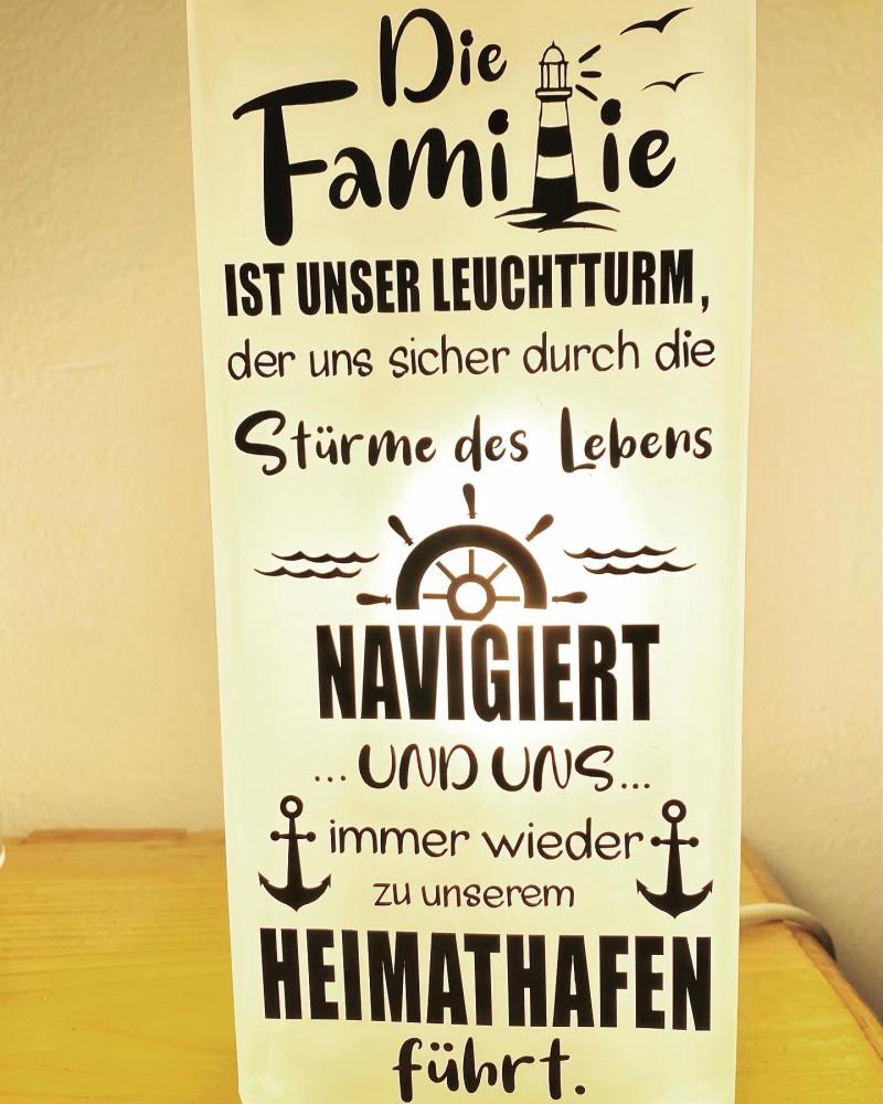 Tischlampe Die Familie ist unser Leuchtturm