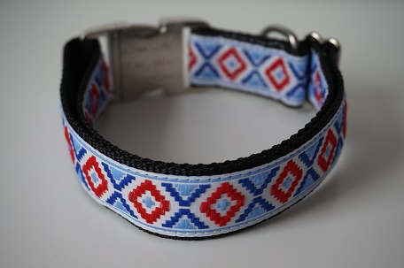 Halsband Rauten Blau/Rot