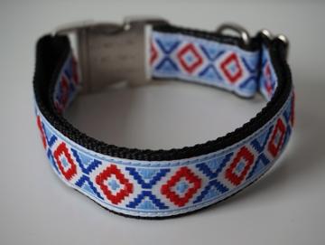 Halsband Rauten Blau/Rot